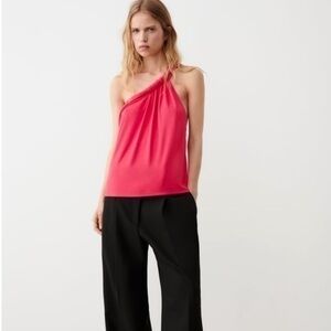 New Zara | Fuchsia Top One Should Grecia Top With Asymmetrical Neckline Flowy